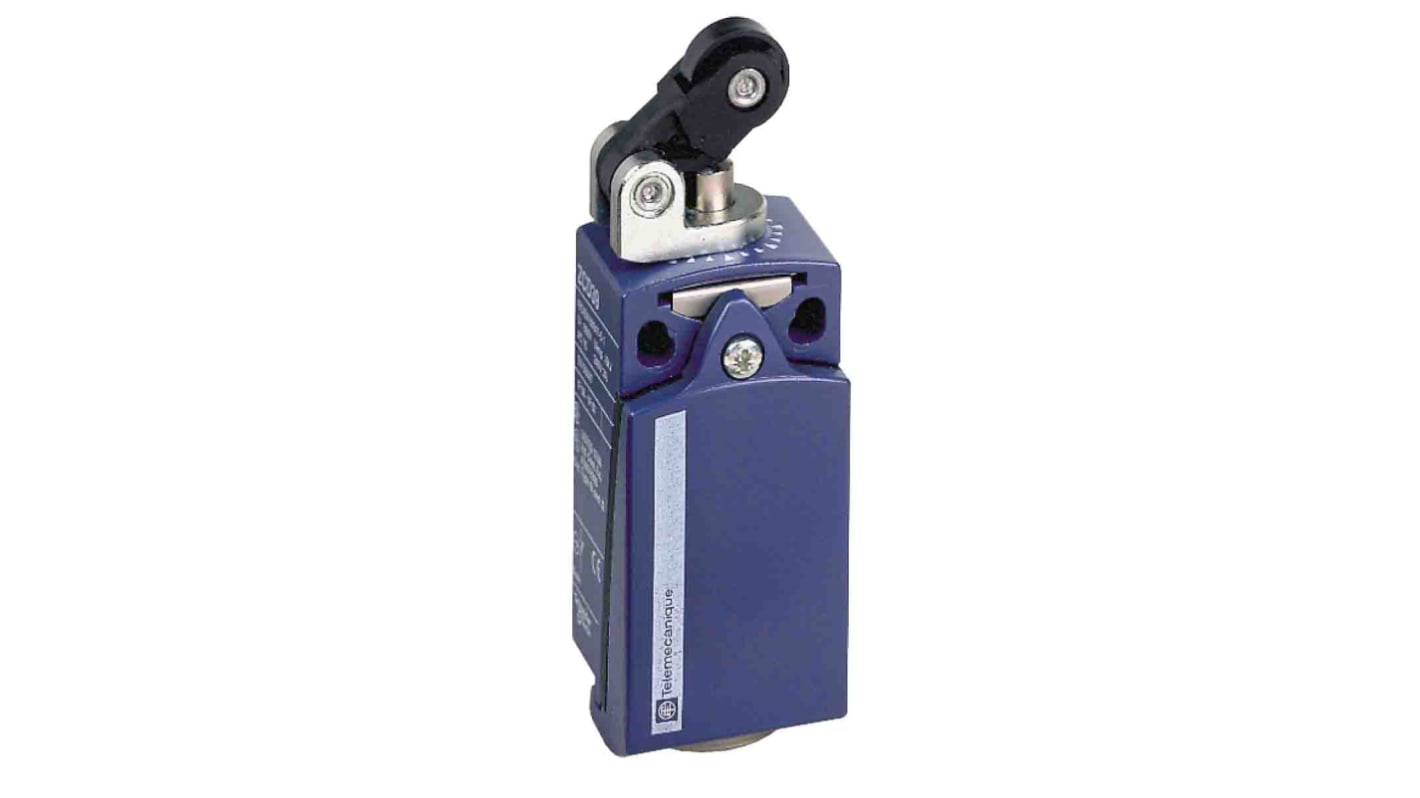 Telemecanique Sensors XCKD Series Roller Lever Limit Switch, 1NC/1NO, IP66, IP67, DPST, Zamak Zinc Alloy Housing, 240V