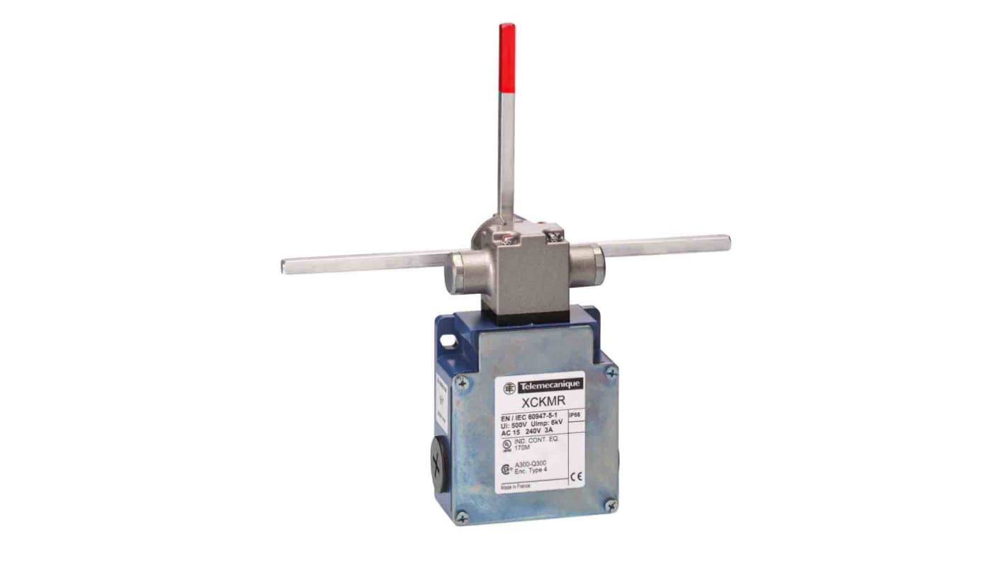 Telemecanique Sensors XCKMR Series Lever Limit Switch, 2NC, IP66, 4PST, Zamak Zinc Alloy Housing, 240V ac Max, 10A Max