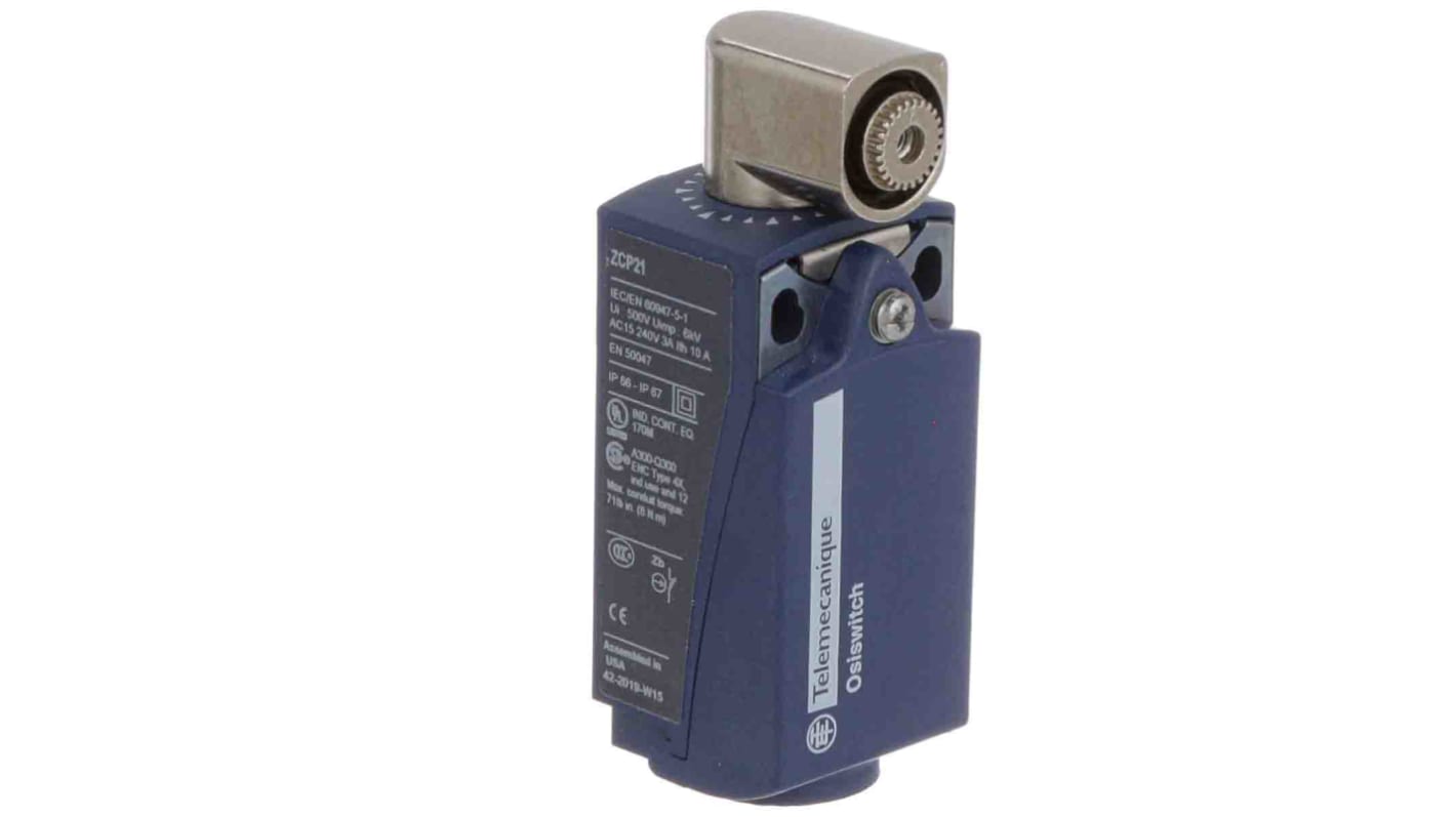 Telemecanique Sensors XCKP Series Lever Limit Switch, 1NC/1NO, DPST, Plastic Housing, 240V ac Max, 10A Max