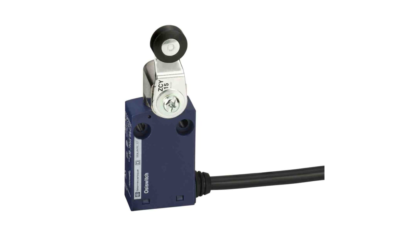 Telemecanique Sensors XCMN Series Roller Lever Limit Switch, 1NC/1NO, IP65, DPST, Plastic Housing, 240V ac Max, 1.5A Max