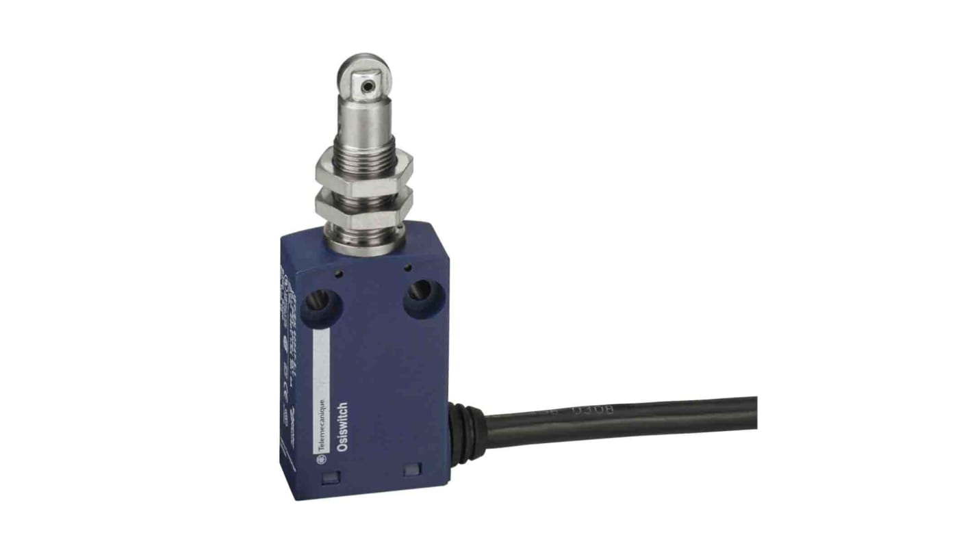 Telemecanique Sensors XCMN Series Roller Plunger Limit Switch, 1NC/1NO, IP65, DPST, Plastic Housing, 240V ac Max, 1.5A