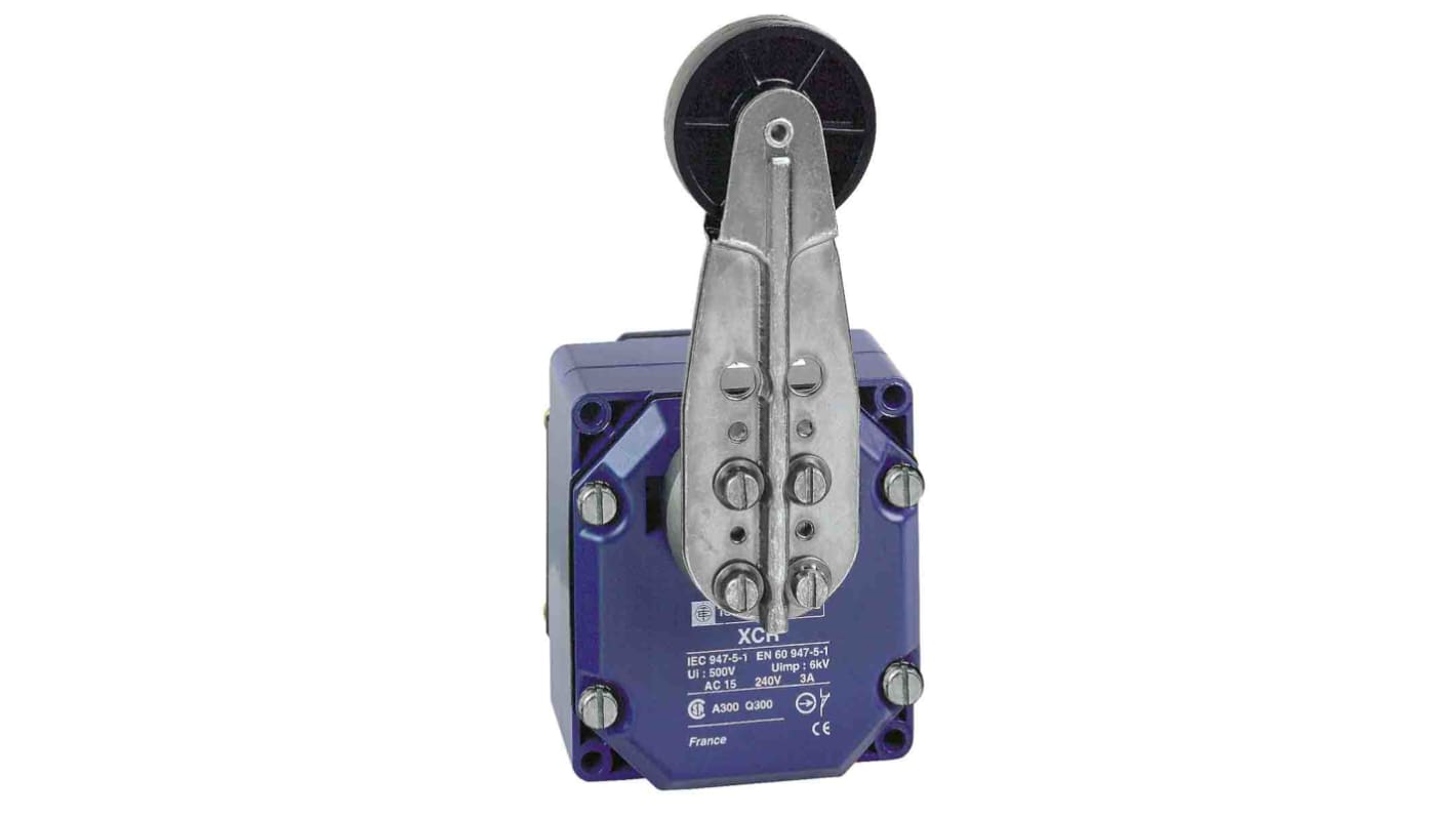 Telemecanique Sensors XCR Series Roller Lever Limit Switch, 2NO/2NC, IP54, DPST, Zinc Alloy Housing, 240V ac Max, 3A Max