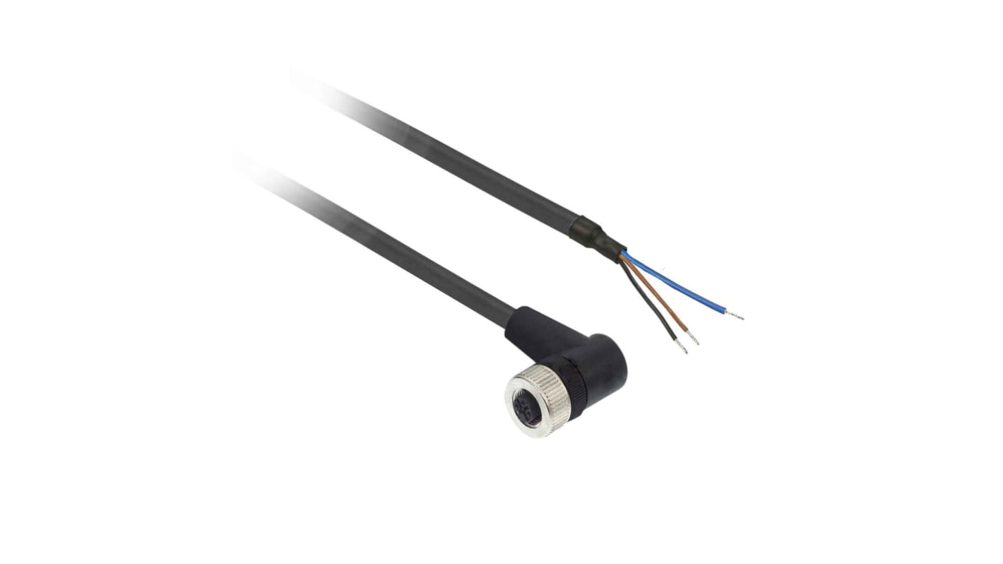 Cable de conexión Telemecanique Sensors, con. A M12 Hembra, 3 polos, con. B Sin terminación, long. 10m, 10 → 30