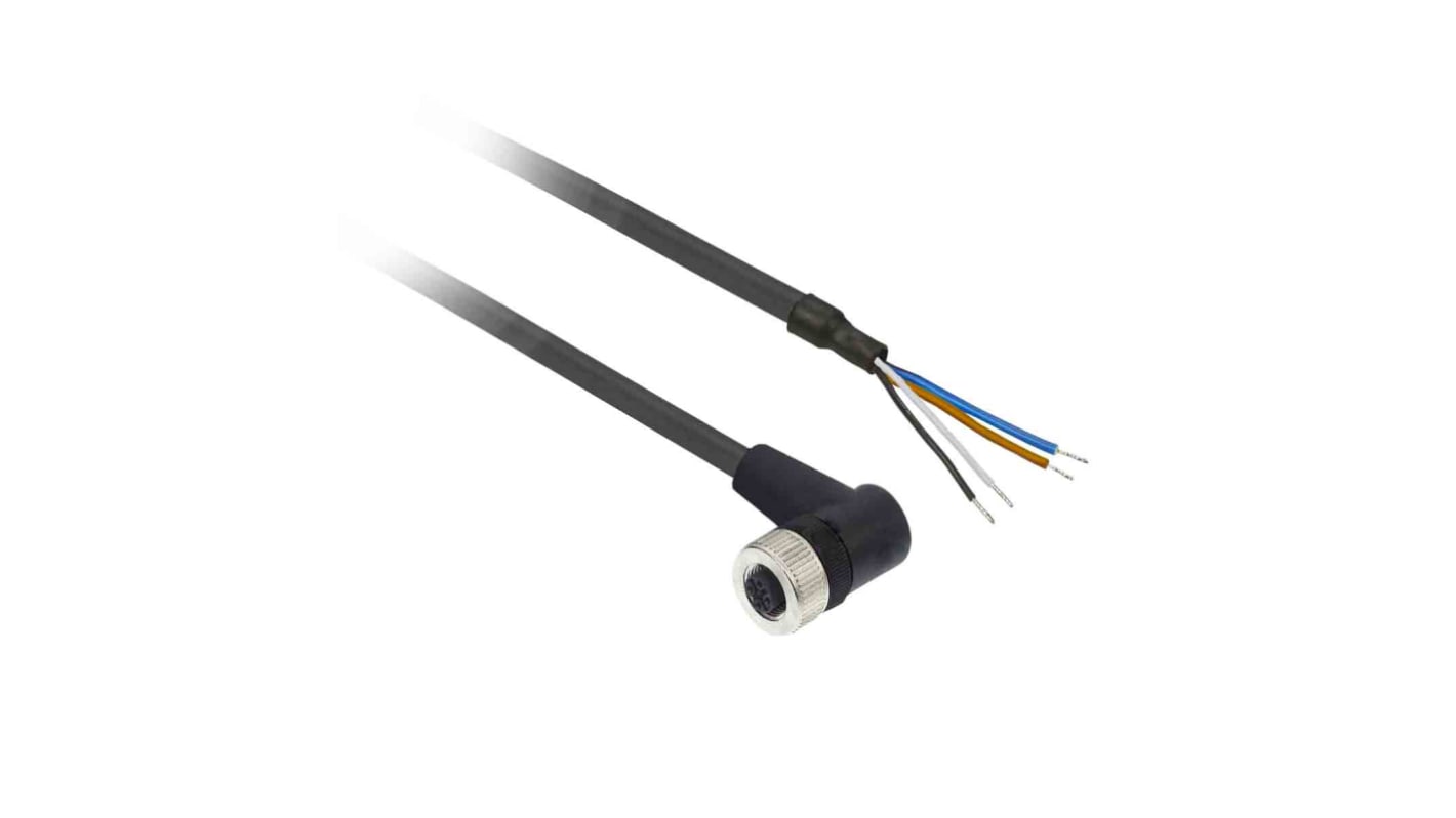 Telemecanique Sensors Right Angle Female 4 way M12 to Unterminated Sensor Actuator Cable, 20m