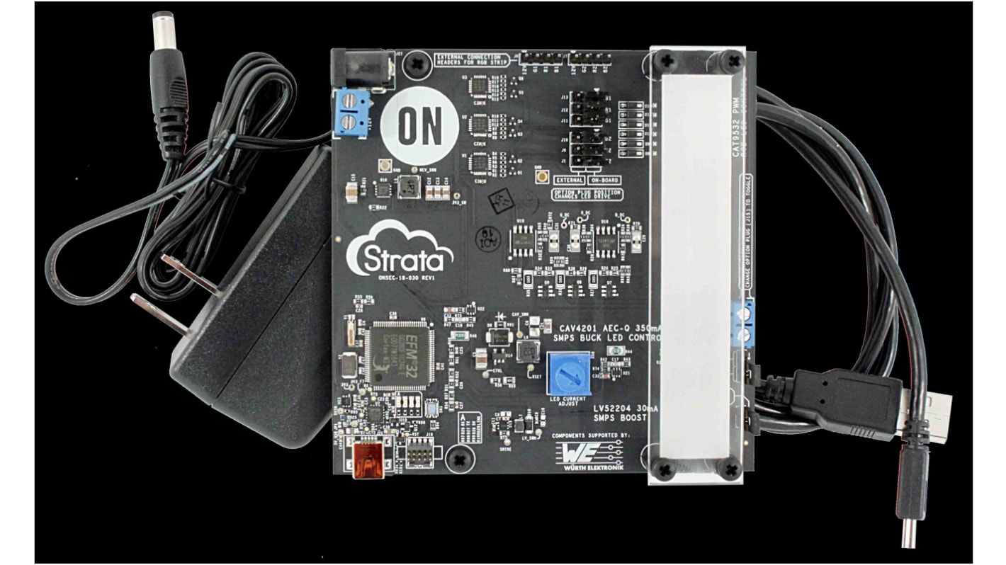 onsemi STR-4LED-SOL-EVAL-EVKOS, Strata Enabled LED Evaluation Board LED Controller for CAT9532HV6I-GT2, CAV4201TD-GT3,