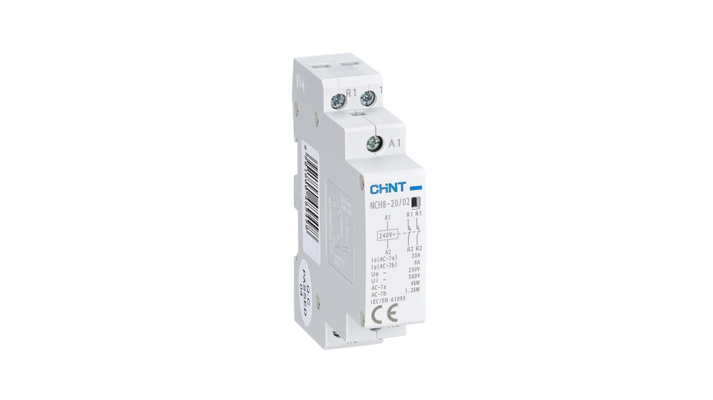 Contactor CHINT NCH8 de 3 polos, 2 NC, 20 A, bobina 230 V ac