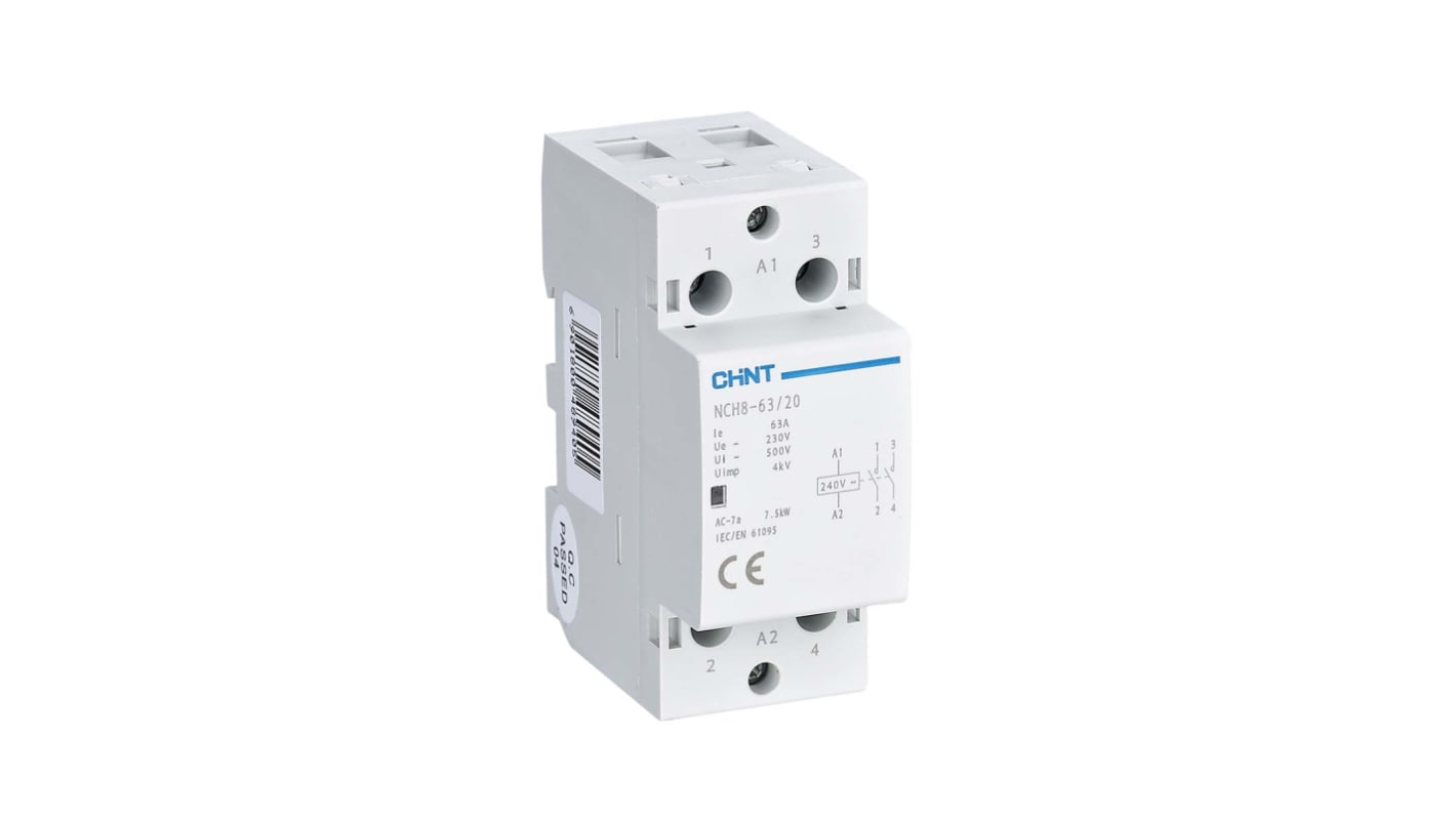 Contactor CHINT de 3 polos, 2 NA, 63 A, bobina 230 V ac