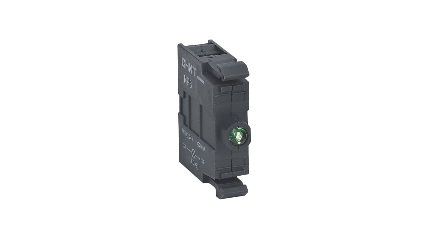 Bloque de contactos CHINT NP8-L-24G, LED, Verde