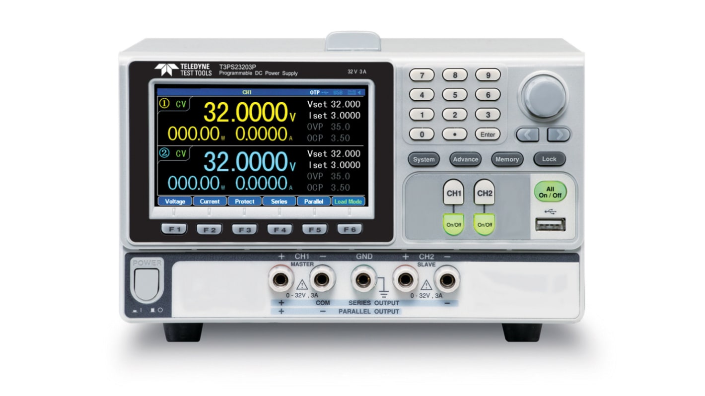 Alimentatore da banco Teledyne LeCroy, 2 uscite, 0 → 32V, 0 → 3A, 0 → 50W, Cert. LAT