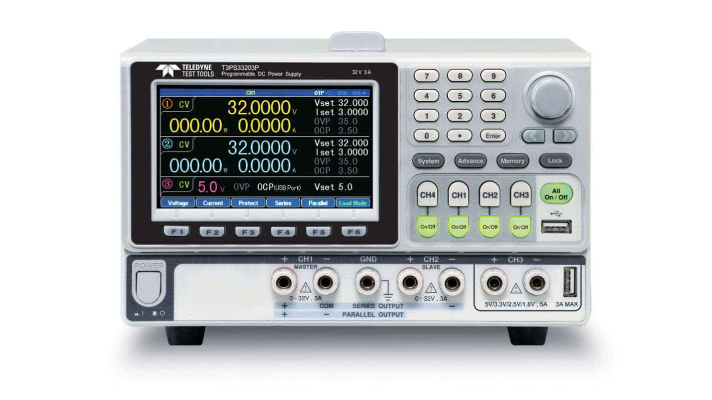 Teledyne LeCroy ベンチ電源, 出力数：3, 0 → 32V, 0 → 3A