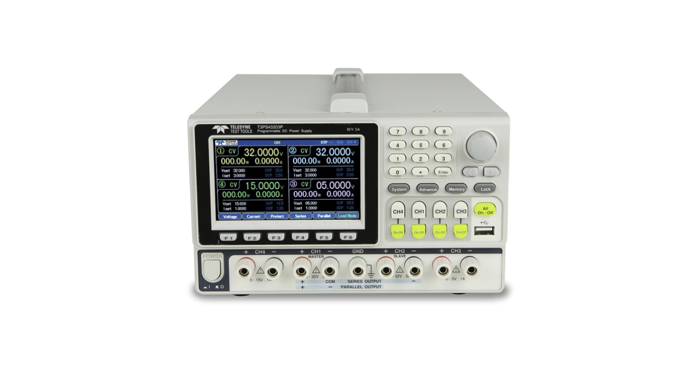 Alimentatore da banco Teledyne LeCroy T3PS43203P, 4 uscite, 0 → 32V, 0 → 3A, 0 → 50W