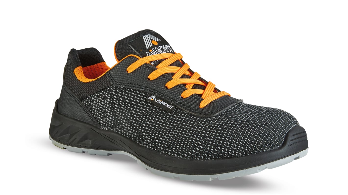 AIMONT DIAMONT METAL FREE Unisex Black, Orange  Toe Capped Safety Trainers, UK 5, EU 38