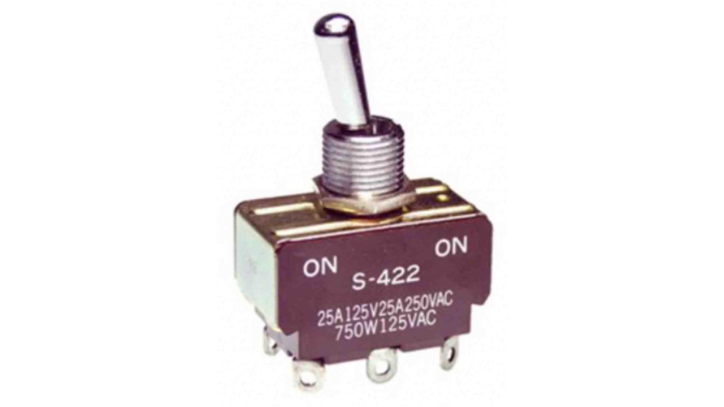 NKK Switches Toggle Switch, Panel Mount, On-On, DPDT, Solder Terminal, 125V ac