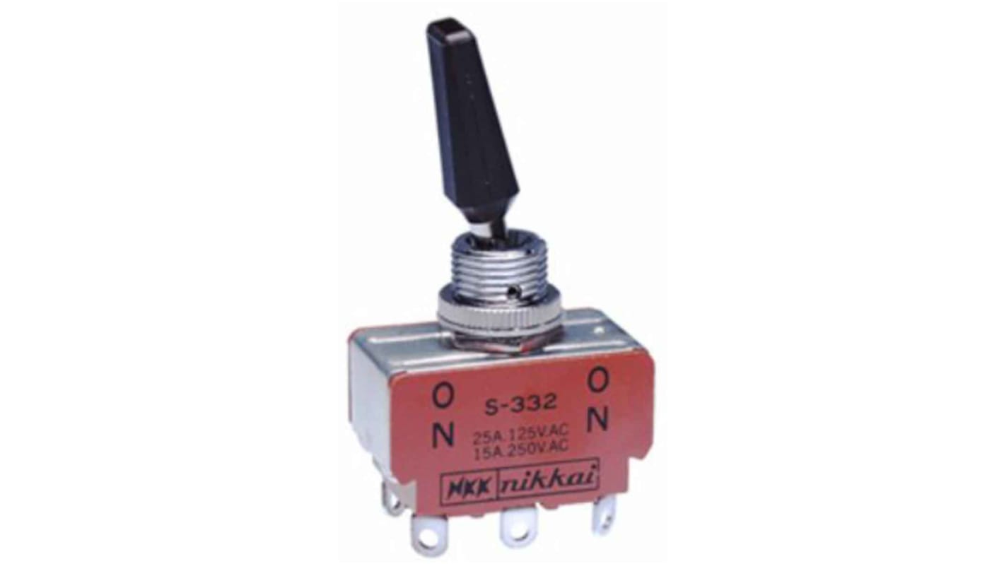 NKK Switches Tafelmontage Kippschalter 2-polig Ein-(Ein) 25 AC, Flachstecker