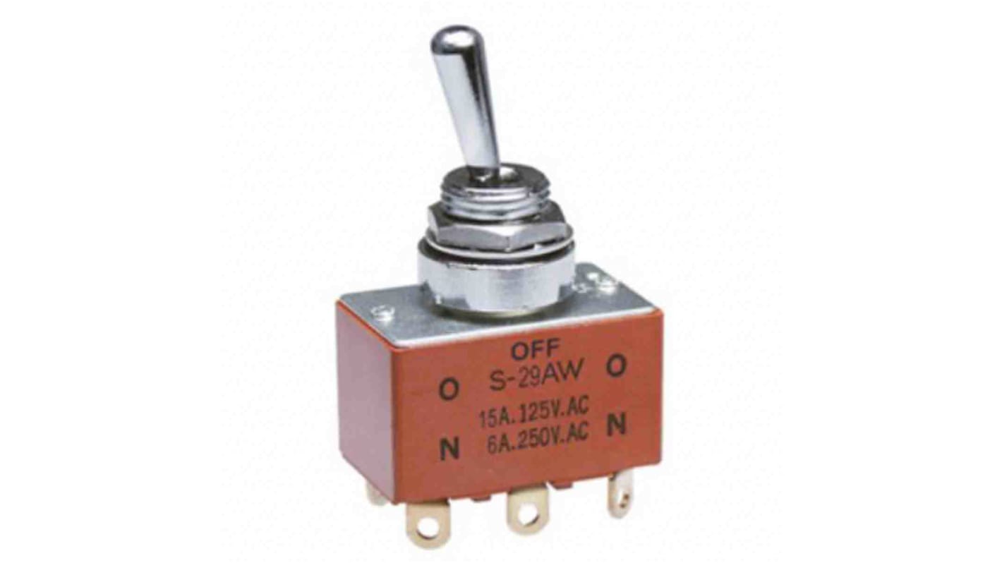 NKK Switches Toggle Switch, Panel Mount, On-Off-(On), DPDT, Solder Terminal