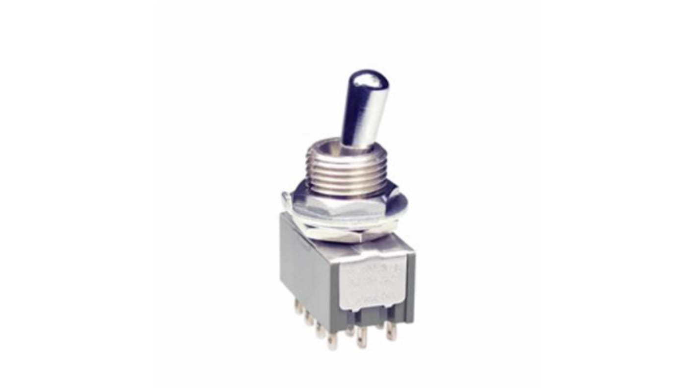 NKK Switches Toggle Switch, Panel Mount, On-Off-On, 4PDT, Solder Terminal