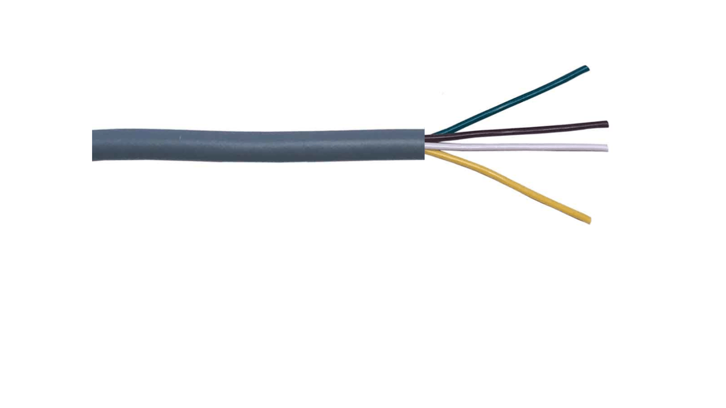 RS PRO Datenkabel 0,25 mm² Ø 5.1mm PVC isoliert Grau