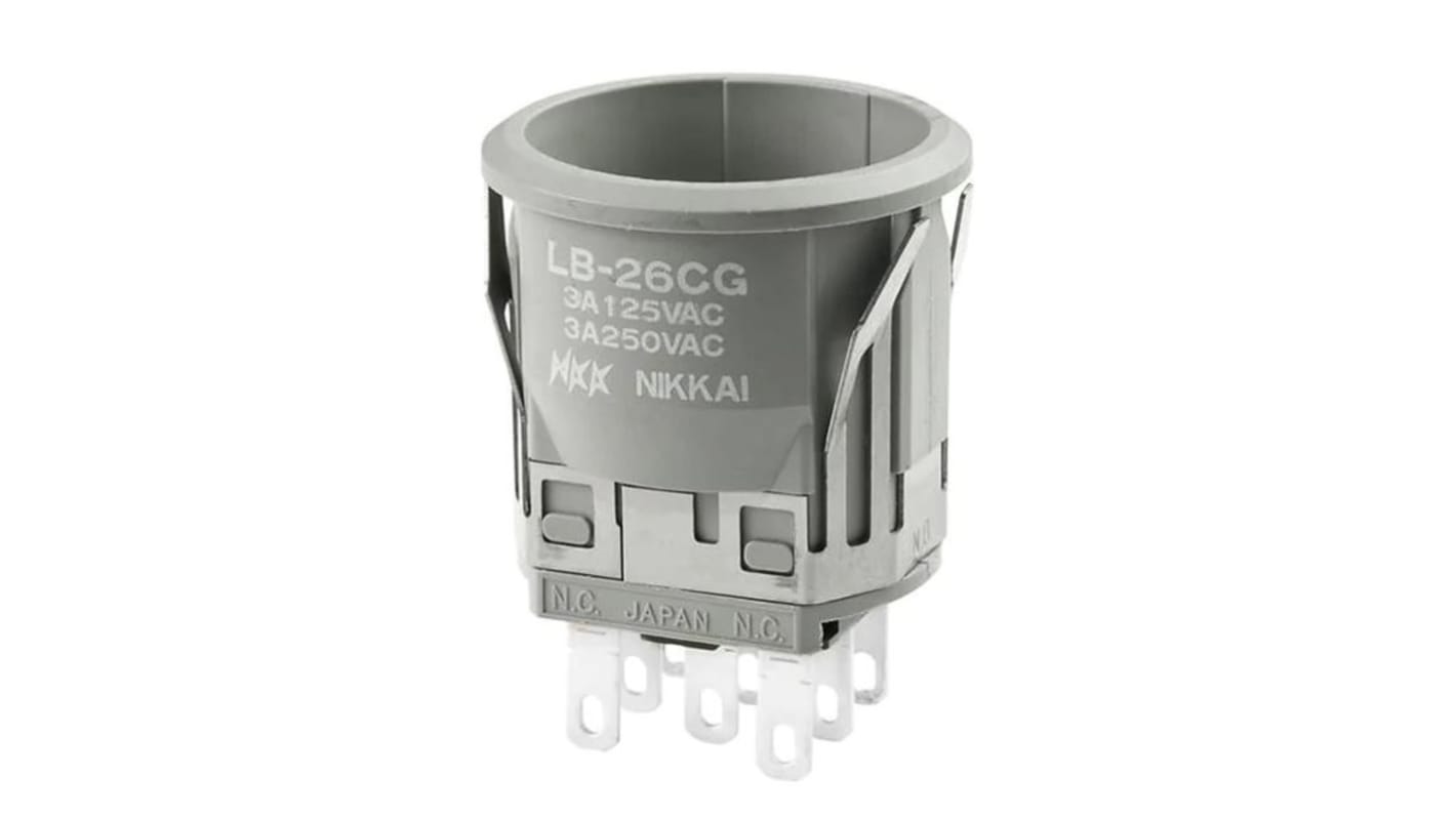 NKK Switches LB Series Push Button Switch, On-On, Panel Mount, 22mm Cutout, DPDT, 125V, IP65