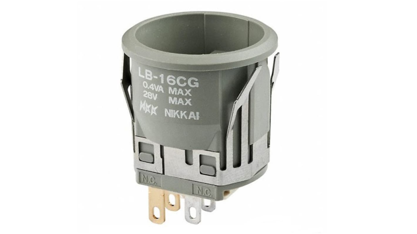 NKK Switches LB Series Push Button Switch, On-On, Panel Mount, 22mm Cutout, SPDT, 125V, IP65