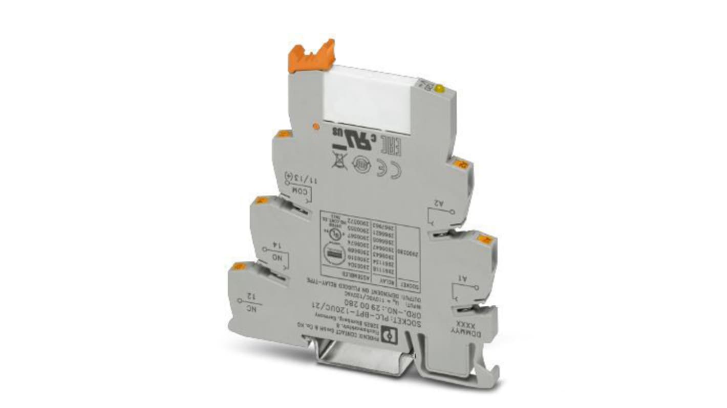 Phoenix Contact PLC-RPT-120UC/21AU Series Interface Relay, DIN Rail Mount, 1PDT