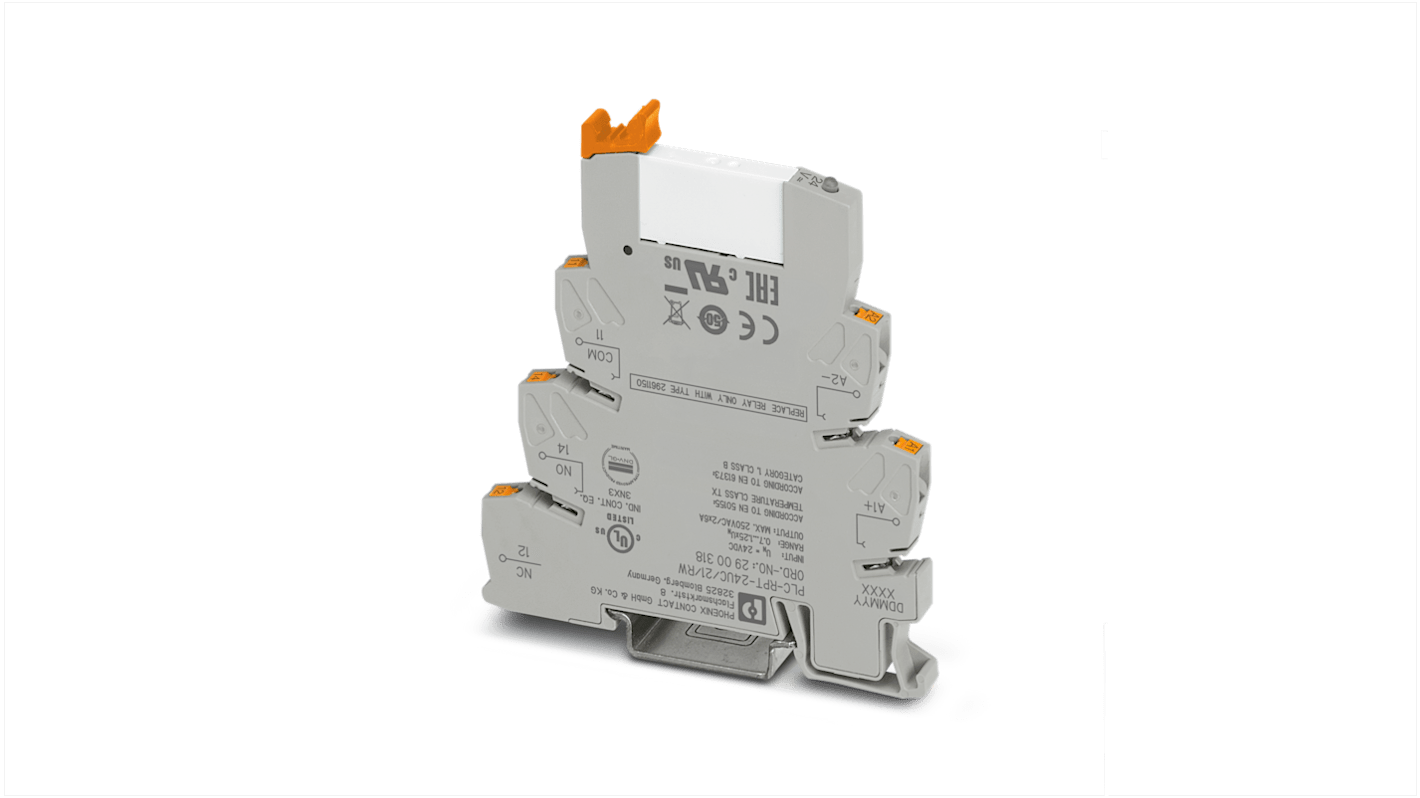 Relé modular Phoenix Contact PLC-RPT24UC/21/RW, 1PDT, 12V dc, para carril DIN
