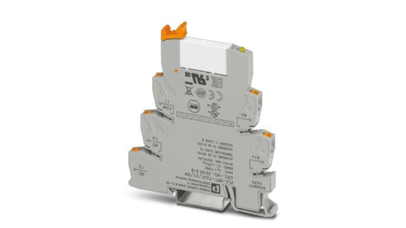 Phoenix Contact PLC-RPT72UC/21/RW Series Interface Relay, DIN Rail Mount, 48V dc Coil, 1PDT