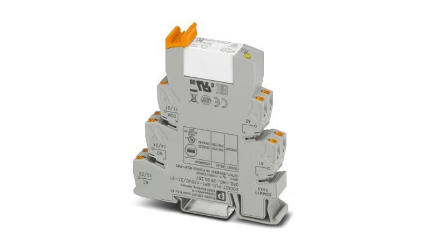 Phoenix Contact PLC-RPT-120UC/21-21 Series Interface Relay, DIN Rail Mount, DPDT