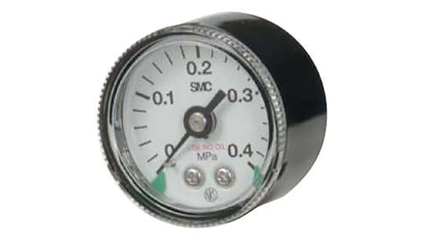SMC Analogue Pressure Gauge 0.4MPa Back Entry, G46402SRA, 0MPa min. RS