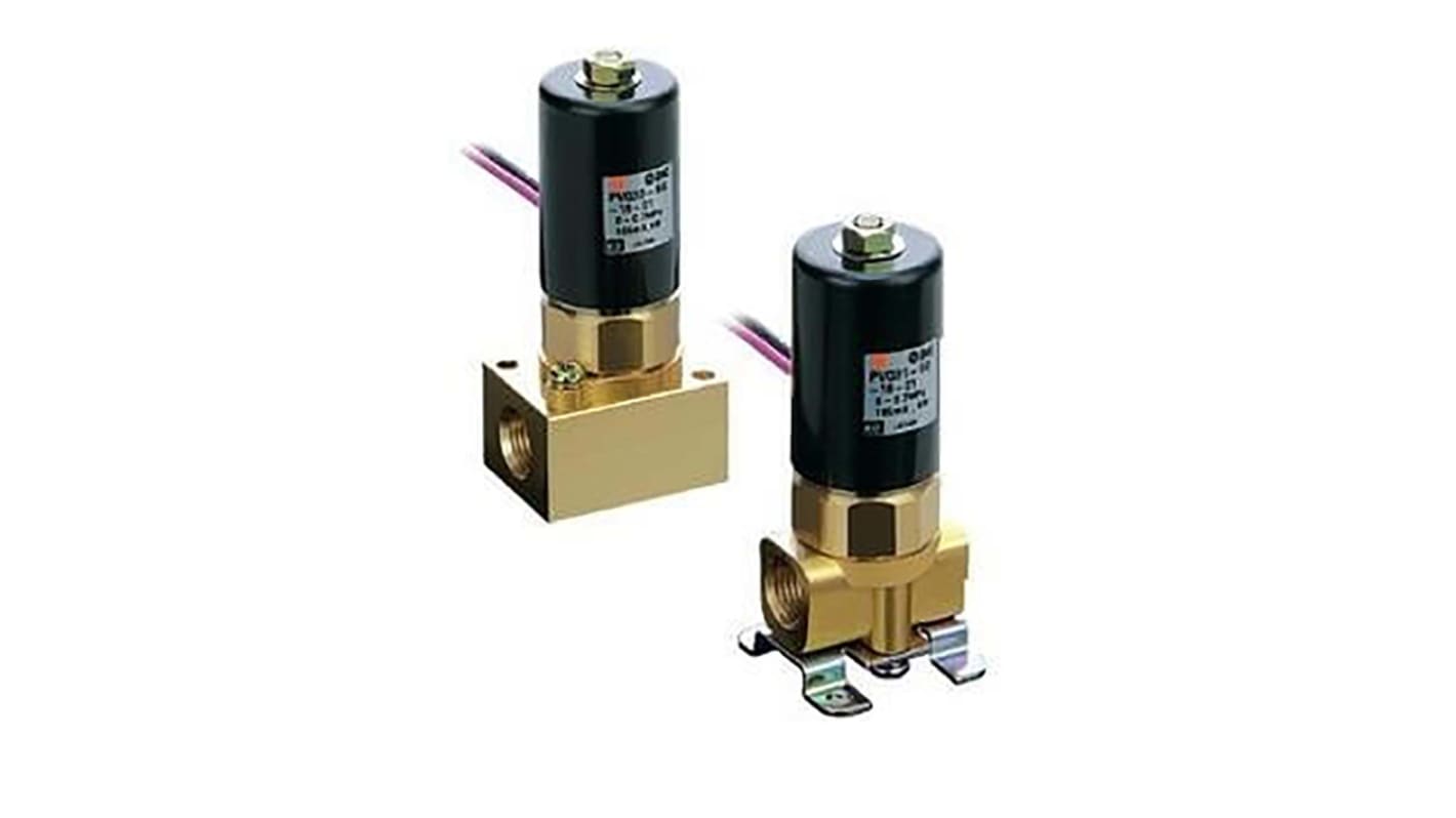 Válvula de solenoide SMC PVQ31 de 2 puertos, RC 1/8 pulg., Solenoide, NC de 24 V dc