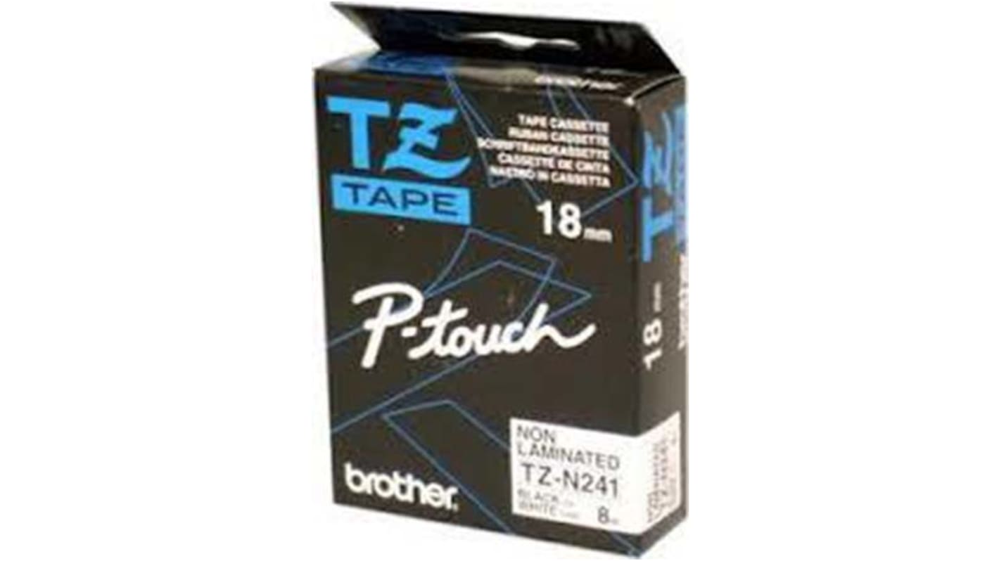 Ruban pour étiqueteuse Brother 8 m x 18 mm Noir sur Blanc