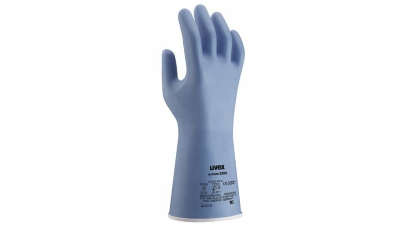 Uvex u-chem 3300 Blue Bamboo Fibre, Nylon Chemical Resistant Gloves, Size 8, Medium, NBR Coating