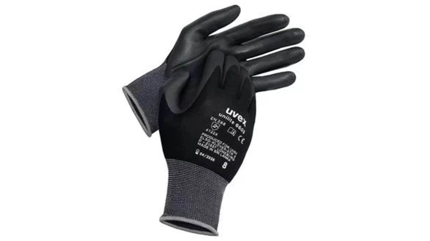 Uvex unilite thermo plus Black Acrylic Thermal Gloves, Size 7, Small, Aqua Polymer Coating