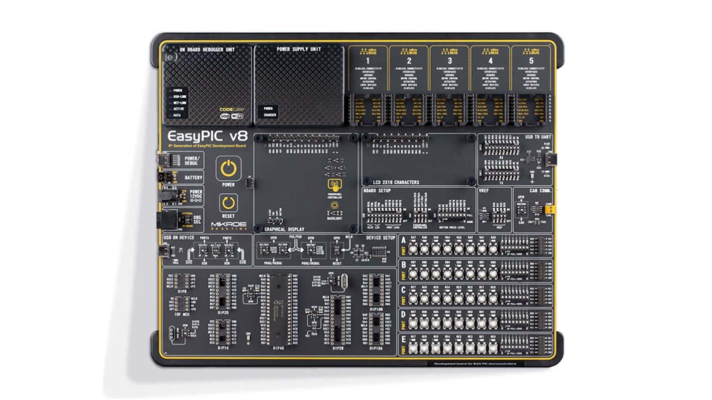 Placa de desarrollo MikroElektronika Development Board - MIKROE-3614, para usar con EASYPIC V8