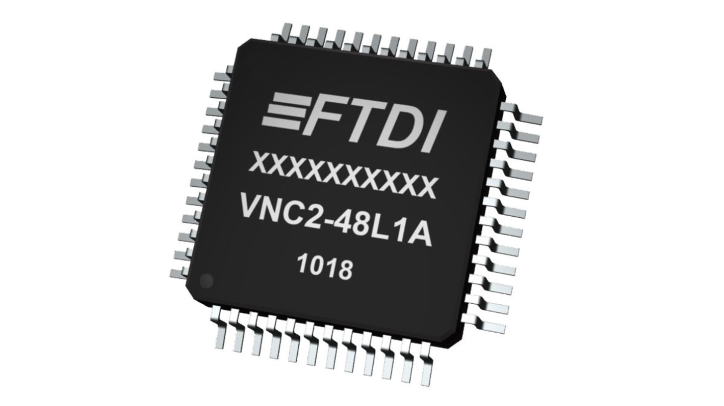 FTDI Chip VNC2-48L1C-REEL, USB Controller, 12Mbps, USB, 3.3 V, 48-Pin LQFP