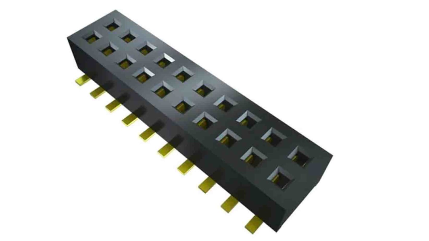 Conector hembra para PCB Samtec serie CLP CLP-103, de 3 vías en 2 filas, paso 1.27mm, Montaje Superficial, terminación