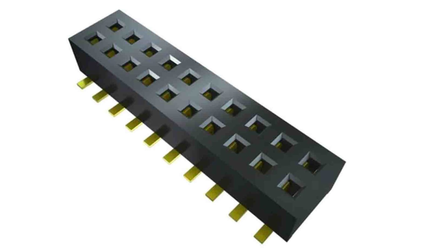 Conector hembra para PCB Samtec serie CLP CLP-108, de 8 vías en 2 filas, paso 1.27mm, Montaje Superficial, terminación