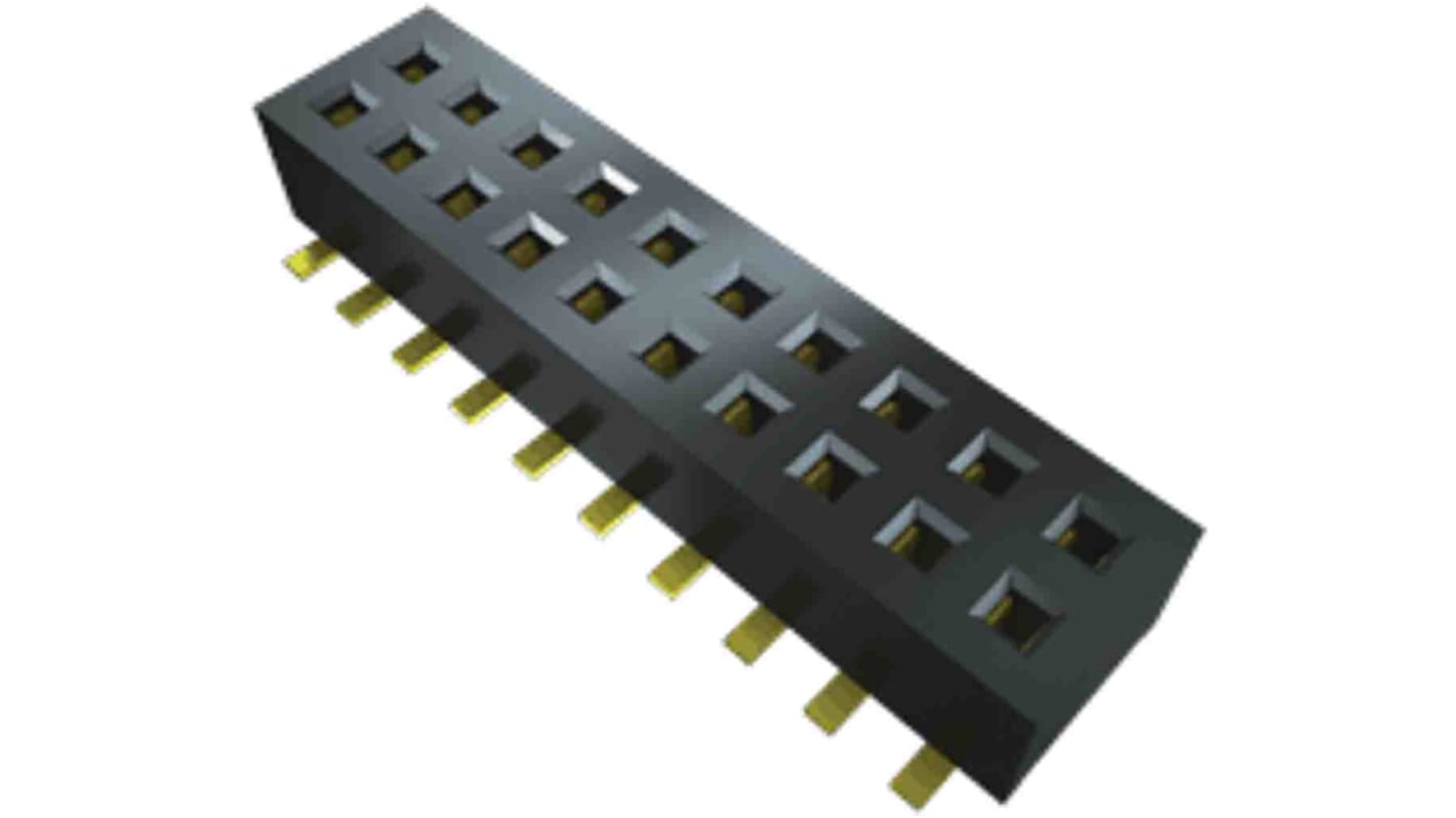 Samtec CLP Series Straight Surface Mount PCB Socket, 20-Contact, 2-Row, 1.27mm Pitch, Solder Termination