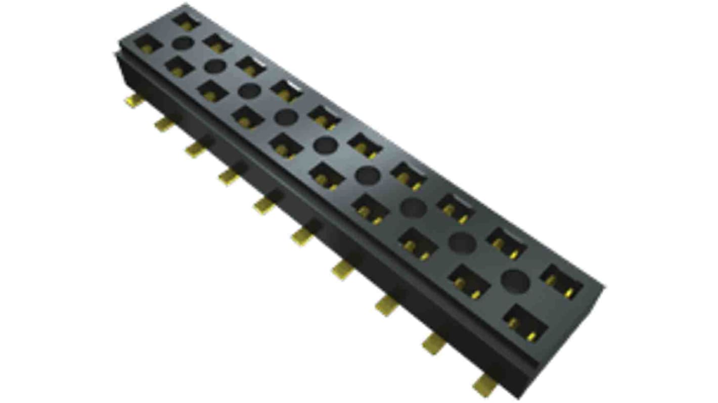 Samtec CLT Series Straight Surface Mount PCB Socket, 6-Contact, 2-Row, 2mm Pitch, Solder Termination