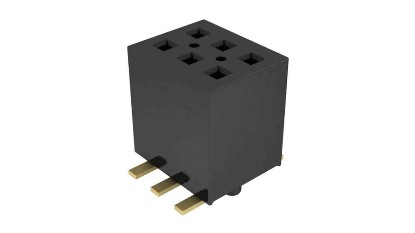 Samtec FLE Series Vertical Surface Mount PCB Socket, 3-Contact, 2-Row, 1.27mm Pitch, Press-In Termination
