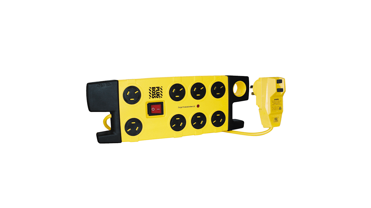 8 Gang Power Distribution Unit, 3m Cable, 10A, 230 → 240 V ac, RCD Protected, Surge Protected