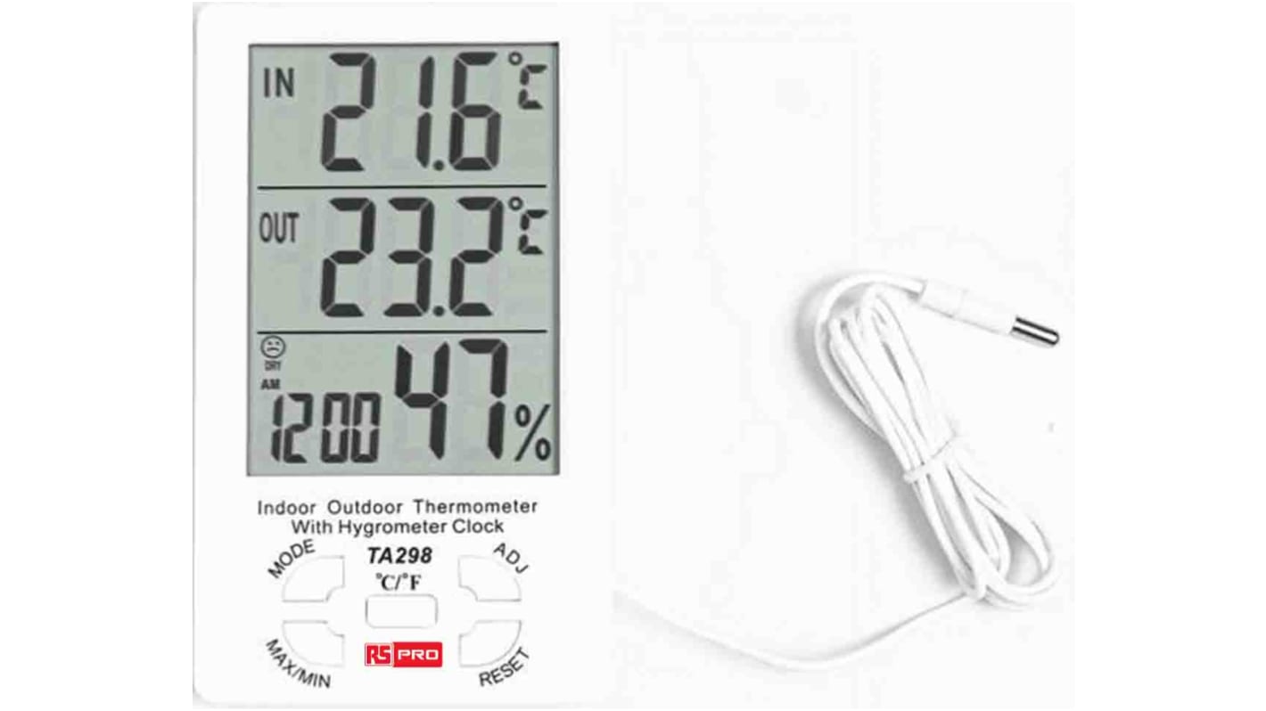 RS PRO TA298 Hygrometer, Typ Digitalhygrometer / 99RH RS