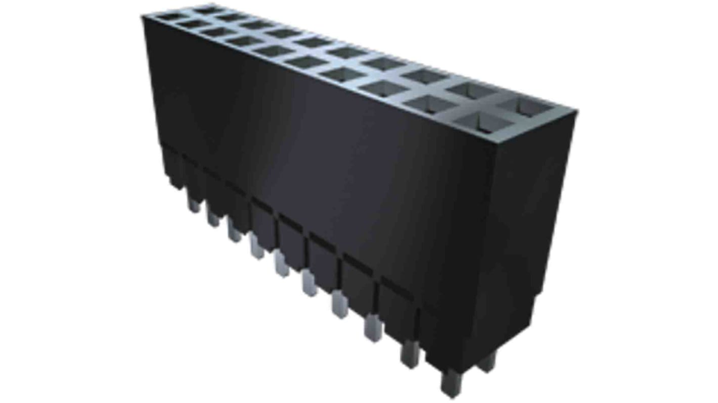 Samtec ESW Series Vertical Through Hole Mount PCB Socket, 5-Contact, 1-Row, 2.54mm Pitch, Solder Termination