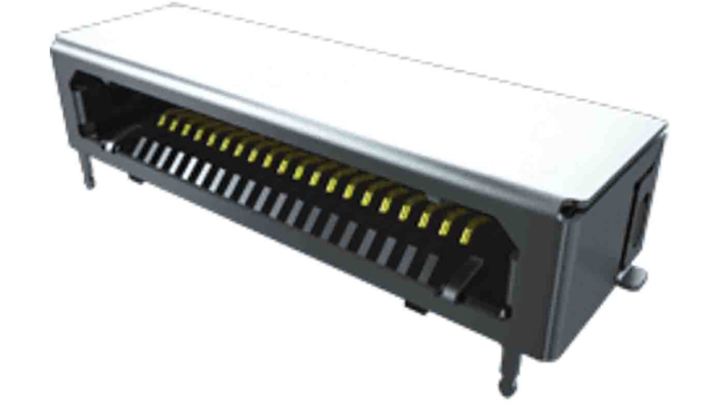 Samtec FCS8 Series Horizontal Through Hole Mount PCB Socket, 30-Contact, 1-Row, 0.8mm Pitch, Solder Termination