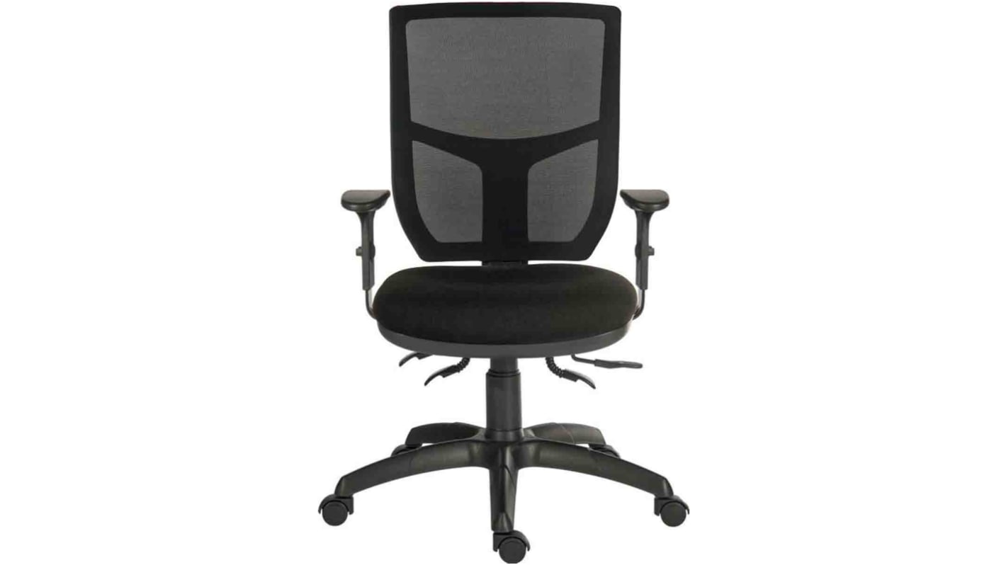 Silla oficina RS PRO de color Negro ajustable Sobre Ruedas, asiento de Tela, alt. asiento 52 → 64cm