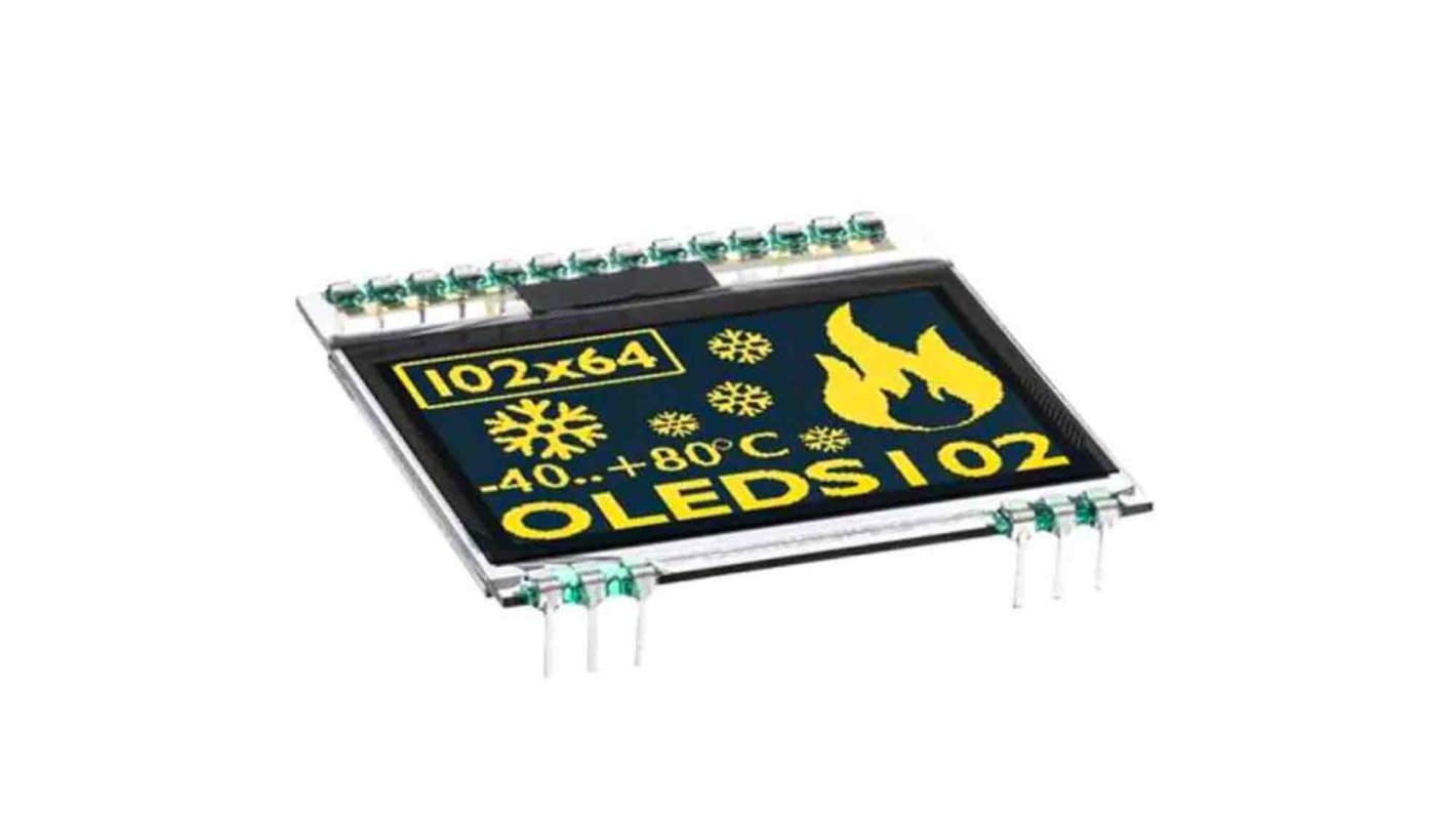 Display Visions 1.7in Yellow Passive matrix OLED Display 102 x 64pixels Graphics I2C, SPI Interface