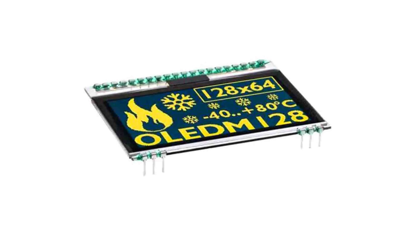 Display Visions 2.3in Yellow OLED Display 128 x 64pixels Graphics I2C, SPI Interface