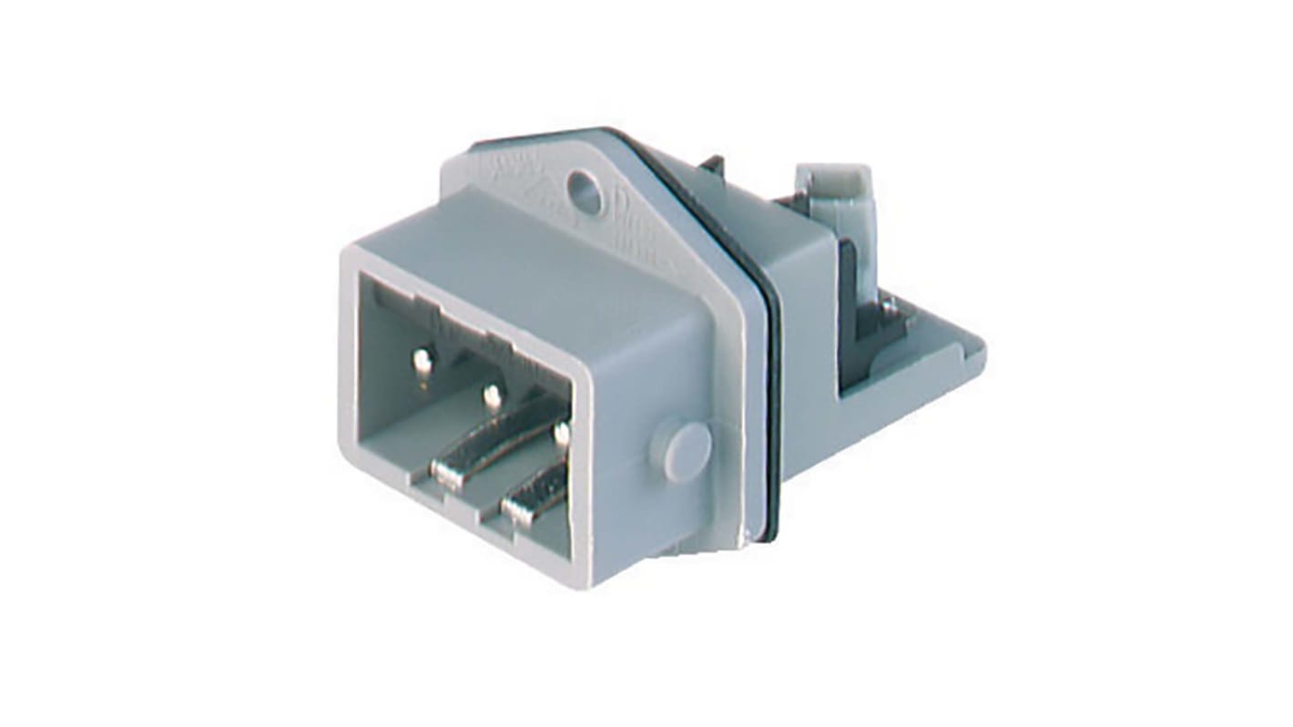 Conector de potencia industrial, Formato 3 + PE, Orientación Recto, ST, Gris, 400 V, 16A, IP54