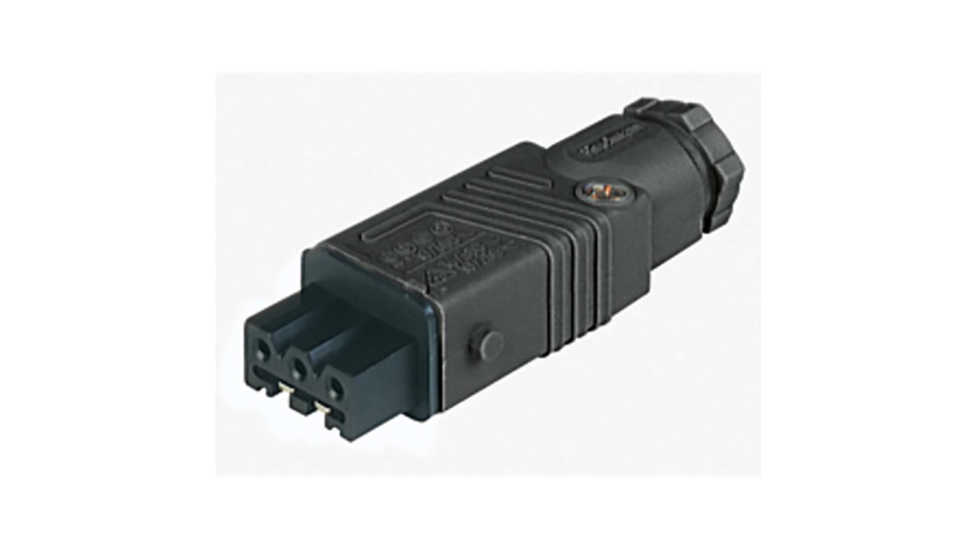 Conector de potencia industrial, Formato 3P + E, Orientación Recto, ST, Negro, 230 V, 400 V, 10A, IP54