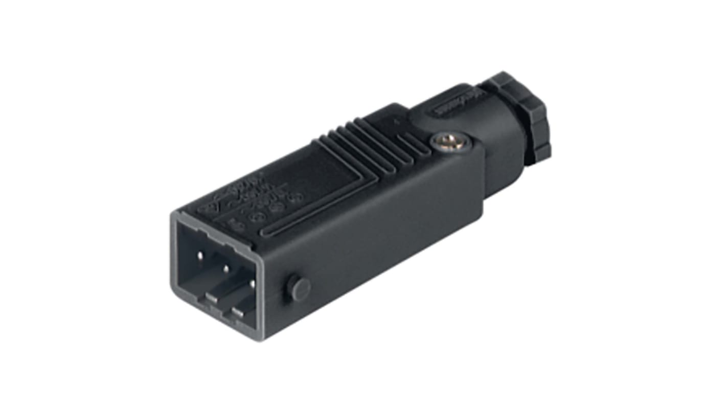 Conector de potencia industrial, Formato 3P + E, Orientación Recto, ST, Negro, 230 V, 400 V, 10A, IP54