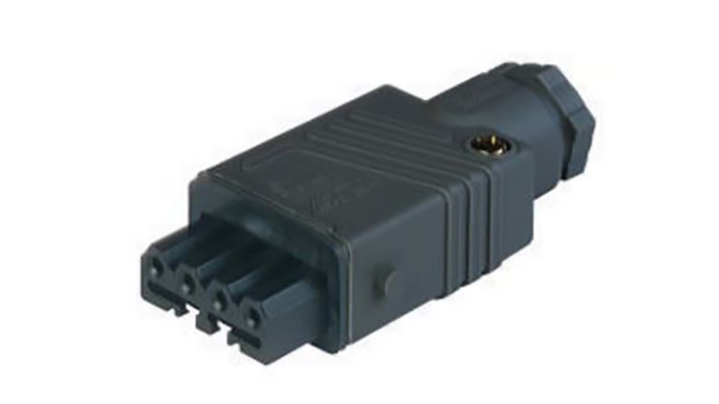 Conector de potencia industrial Hembra, Formato 4P + E, Orientación Recto, ST, Negro, 230 V, 400 V, 10A, IP54